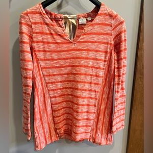 Anthropologie Postmark Orange Striped Tie Blouse Size Small